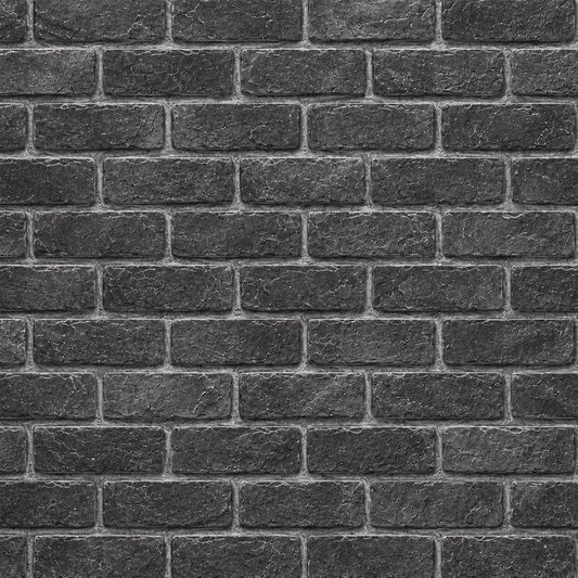 Charcoal Grey Brick Wallpaper, 45 cm x 10 m Roll