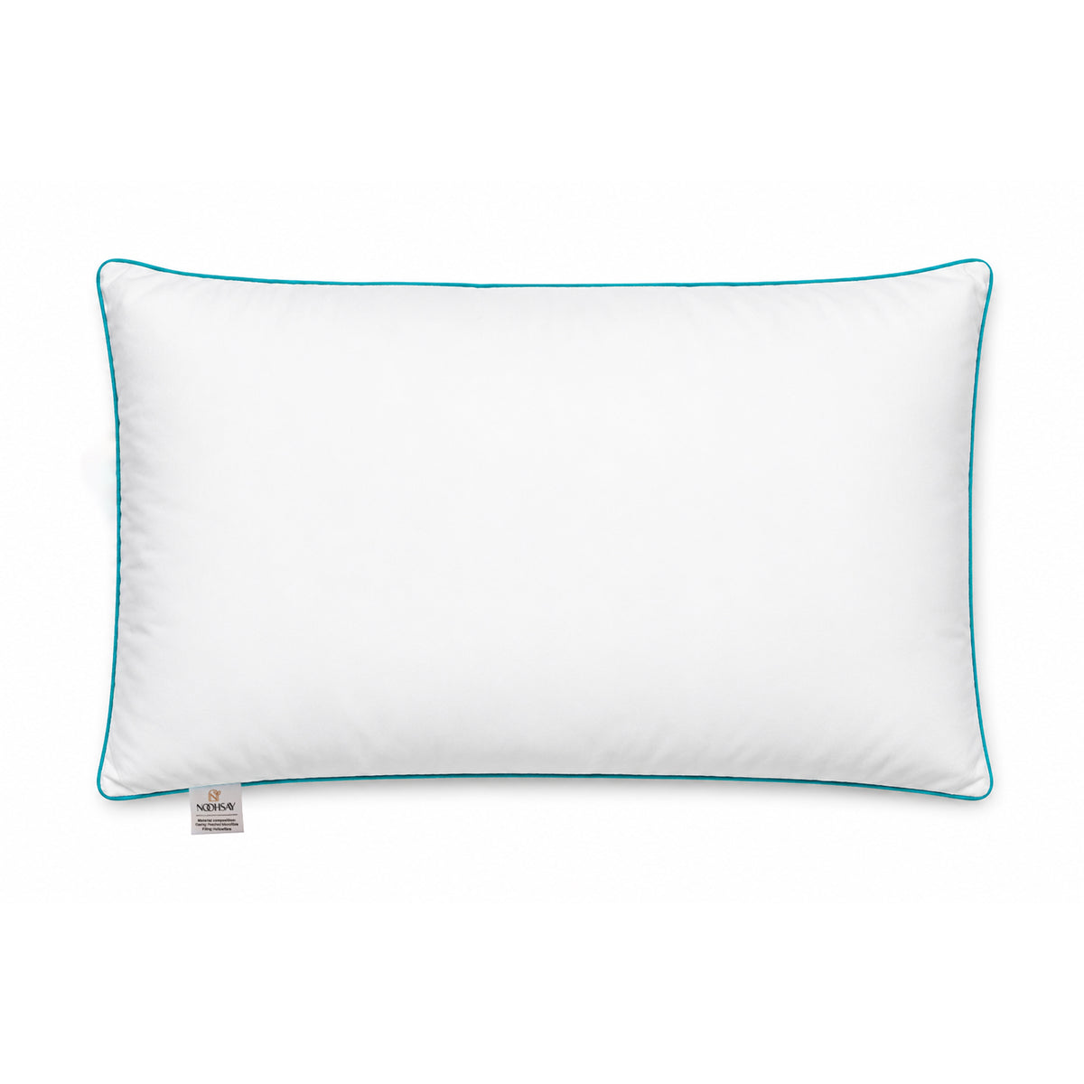 Hollowfibre Bed Pillow with Aqua Blue Piping – 17 × 27 Inch