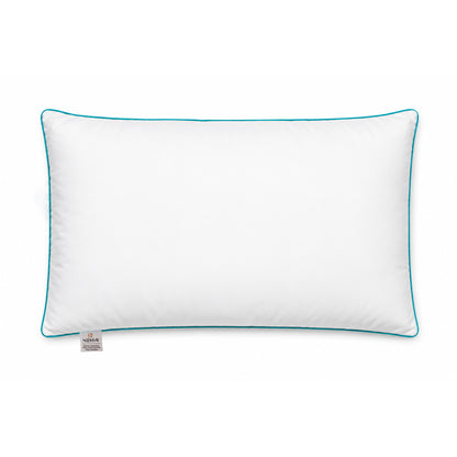 Hollowfibre Bed Pillow with Aqua Blue Piping – 17 × 27 Inch