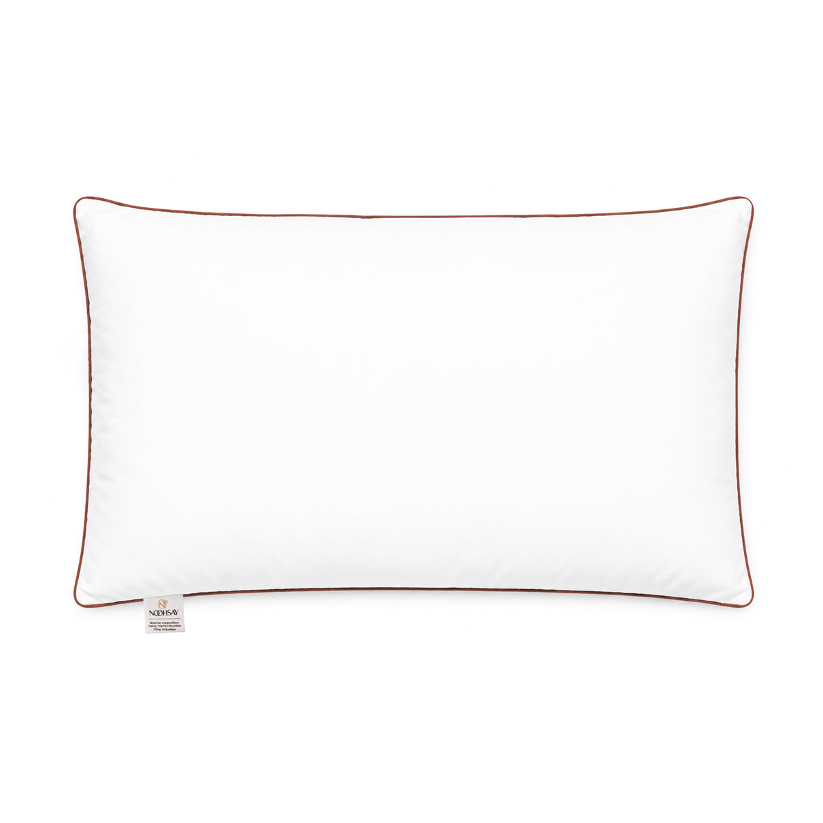 Hollowfibre Bed Pillow with Brown Piping – 17 × 27 Inch