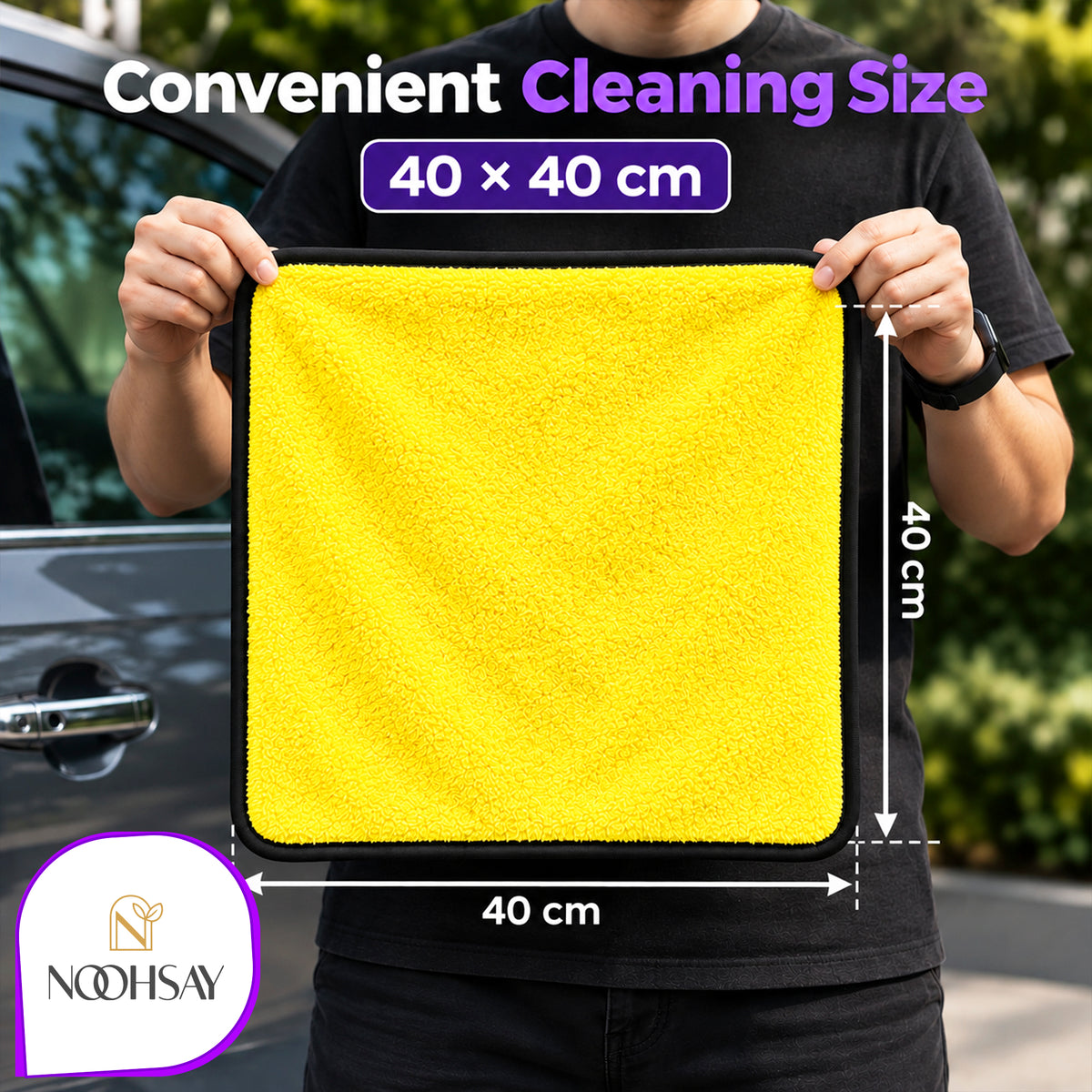 Dual-Sided Microfibre Car Cleaning Towel - 40 × 40 cm