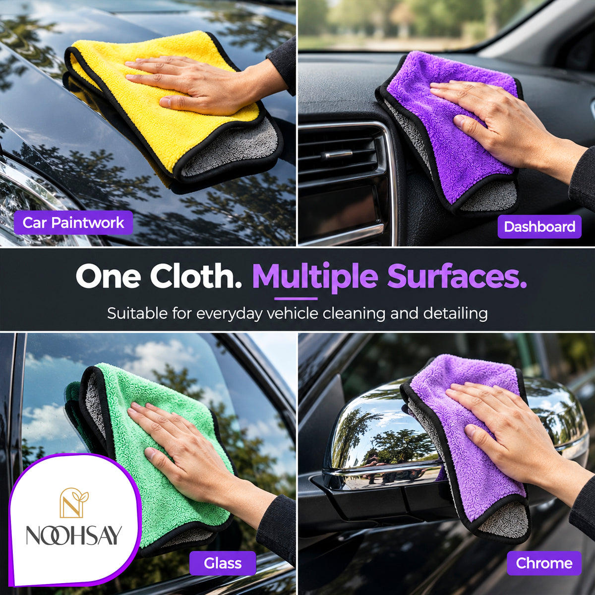 Dual-Sided Microfibre Car Cleaning Towel - 40 × 60 cm
