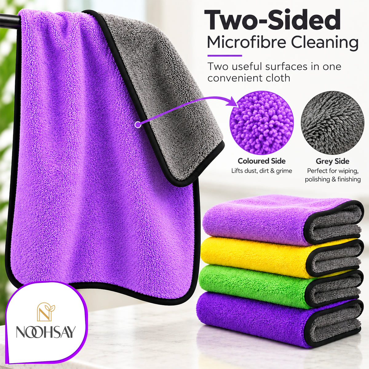 Dual-Sided Microfibre Car Cleaning Towel - 40 × 60 cm