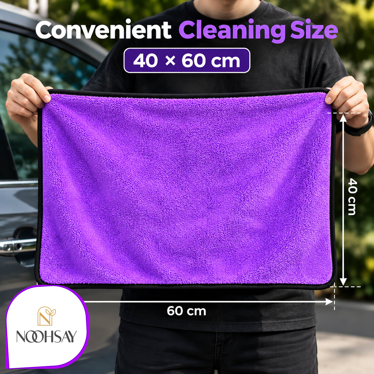 Dual-Sided Microfibre Car Cleaning Towel - 40 × 60 cm